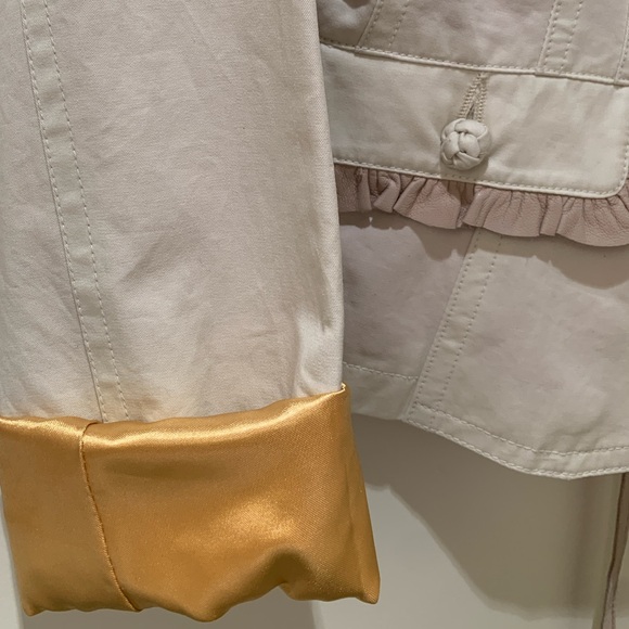 Mackage-Women's cotton & leather trim blazer (cream w/pink & gold lining-size S) - Picture 7 of 7